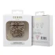 Guess AirPods 1 / 2 dėklas Gcube Classic Gold Logo su pakabuku, ruda
