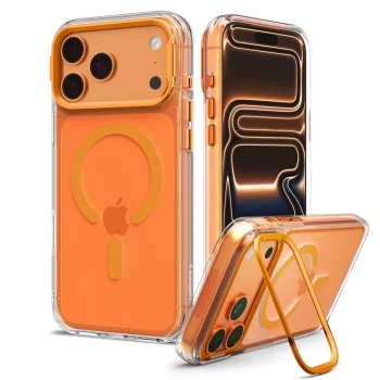 Spigen Ultra Hybrid Optik S MagSafe dėklas iPhone 18 / 17 Pro Max, Transparent Orange