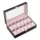 Massido 12-Slot Watch Box Organizer MS-710, Black & Salmon