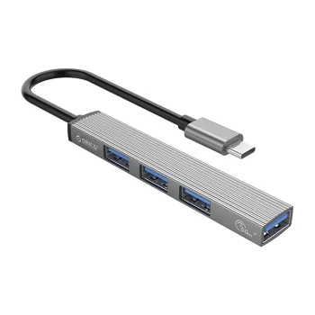 Orico AH-13 USB-C šakotuvas, 1x USB 3.0 + 3x USB 2.0, pilkas