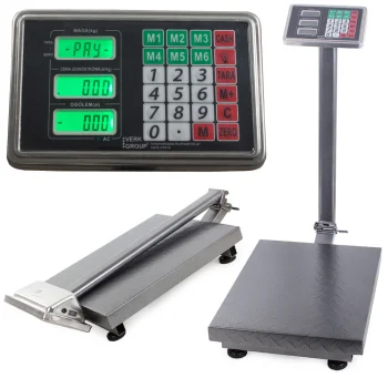Elektroninės platforminės svarstyklės iki 100 kg su LCD ekranu, mėlynos
