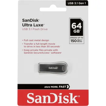 USB atmintinė SanDisk Cruzer Ultra Luxe 64GB USB 3.1 150MB/s, sidabrinė