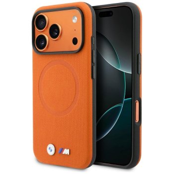 BMW M FW Metal Logo MagSafe dėklas iPhone 17 Pro, oranžinis