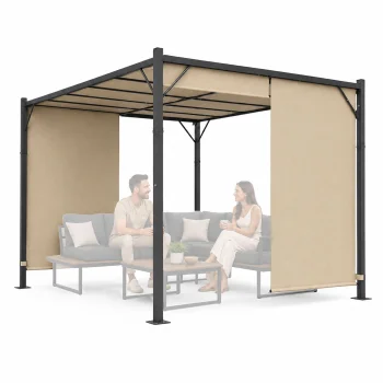 MultiGarden 3x4 m Steel Garden Pergola, Beige