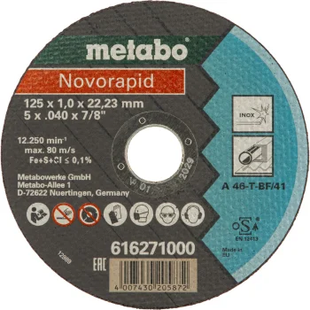 Metabo Novorapid Inox cutting disc 125 x 1.0 x 22.23 mm
