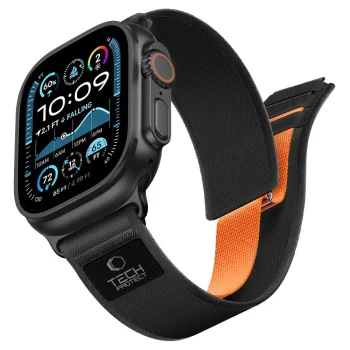 Tech-Protect Nylon Elite strap for Apple Watch 44/45/46/49 mm, black-orange