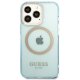 Guess Gold Outline Translucent MagSafe dėklas iPhone 13 / 13 Pro, mėlynas