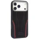 Audi R8 Genuine Leather MagSafe dėklas iPhone 17 Pro Max, juodas/raudonas