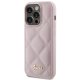 Guess dėklas iPhone 15 Pro, Quilted Metal Logo, rožinis