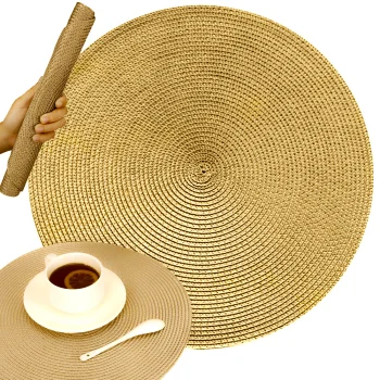 Apvalus pintas stalo padėkliukas, 38 cm, Auksinis