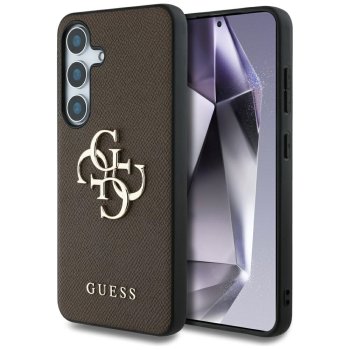 Guess Grained Big 4G Logo dėklas, skirtas Samsung Galaxy S25+, rudas