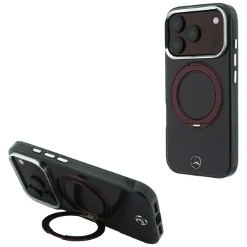 Mercedes Ring Stand Iconic Logo MagSafe dėklas iPhone 18 Pro / 17 Pro, bordo