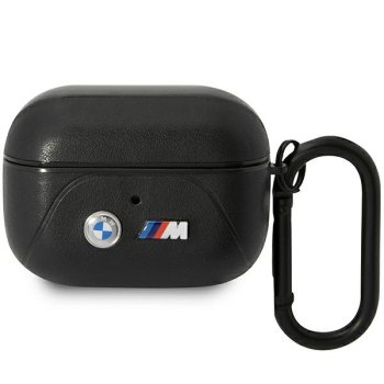 BMW Leather Curved Line dėklas AirPods Pro ausinėms, juodas