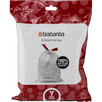 Šiukšlių maišai Brabantia PerfectFit NewIcon, kodas Y, 20 l, 40 vnt., balti