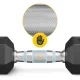 4Fizjo HEX Rubberized Steel Dumbbell 15 kg, Black