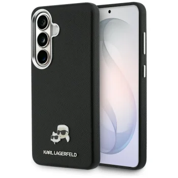 Karl Lagerfeld Saffiano KC Metal Logo MagSafe Case for Samsung Galaxy S26, Black