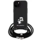 Karl Lagerfeld dėklas iPhone 15 Plus telefonui Crossbody Saffiano, juodas