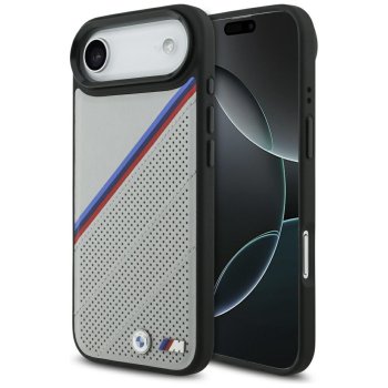 BMW M Tricolor Metal Logo MagSafe dėklas iPhone 17 Air telefonui, pilkas