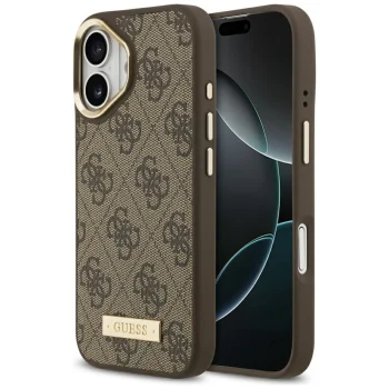 Guess 4G Logo Plate MagSafe Case for iPhone 17, Brown