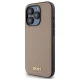DKNY Grained Metal Logo MagSafe dėklas skirtas iPhone 15 Pro Max 6.7\", smėlio spalvos