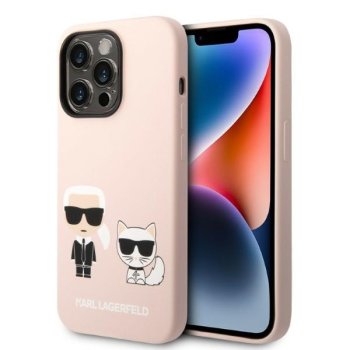 Karl Lagerfeld Karl & Choupette MagSafe dėklas iPhone 14 Pro, šviesiai rožinis