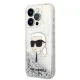 Karl Lagerfeld Glitter Karl\'s Head dėklas, skirtas iPhone 14 Pro Max, sidabrinis