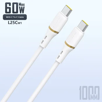Dudao L25C USB-C to USB-C Silicone Cable 60W 1m - White