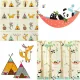 4Fizjo Pandy i Indianie Foldable Educational Play Mat for Kids, 200 x 180 cm