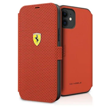 Ferrari Atverčiamasis Dėklas iPhone 12 mini On Track Perforated Raudonas