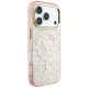 Guess IML Leopard Glitter Triangle Logo MagSafe dėklas iPhone 17/18 Pro Max, rausvas