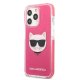 Karl Lagerfeld Choupette Head dėklas iPhone 13 Pro telefonui, fuksijų spalvos