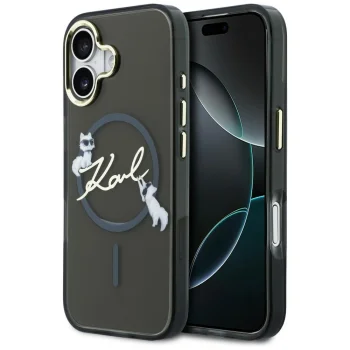 Karl Lagerfeld IML Choupettes Karl Script Logo MagSafe dėklas iPhone 17, juodas