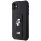 Karl Lagerfeld dėklas iPhone 11 telefonui Gripstand Saffiano Karl & Choupette, juodas