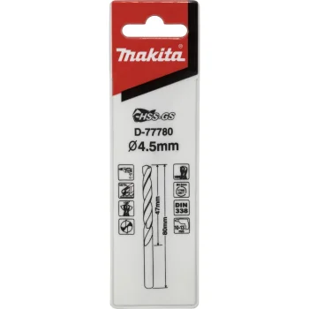 Metalo grąžtas Makita HSS-GS D-77780, 4.5 x 80 mm