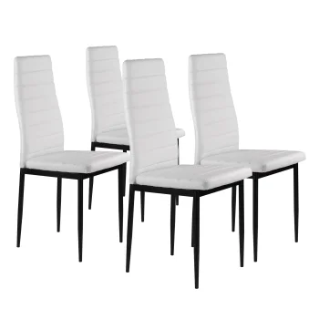 Modern Dining Chairs Set of 4 High Back Eco-Leather ModernHome, White
