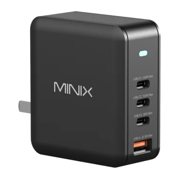 Minix NEO-P165 GaN tinklo įkroviklis, 165W, 3x USB-C, 1x USB-A