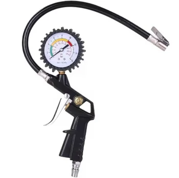 Wheel inflation gun pressure gauge