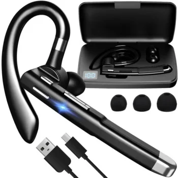 Belaidė „Bluetooth“ laisvų rankų įranga „Izoxis“ su įkrovimo dėklu, juoda