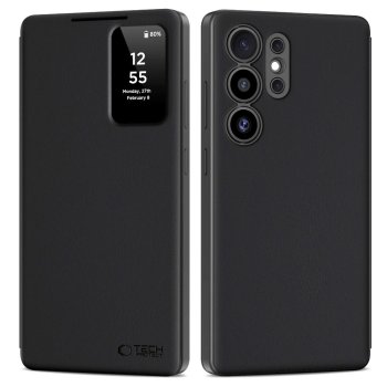 Tech-Protect Smart Wallet atverčiamasis dėklas Samsung Galaxy S25 Ultra, juodas