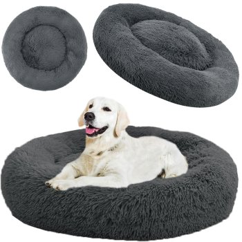 Plush Bed for Dogs and Cats, Dark Grey, 100 cm