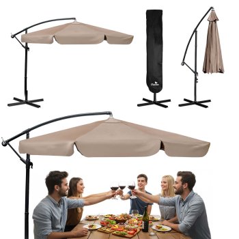 Sulankstomas sodo skėtis Plonos 488003, 350 cm, su dėklu, smėlio spalvos