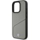 BMW dėklas iPhone 16 Pro telefonui Sign Leather Textured and Line MagSafe, pilkas