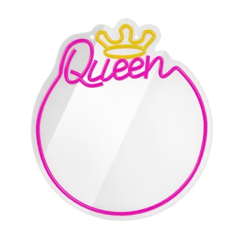 Forever Light LED neoninis veidrodis QUEEN, šilta balta/rožinė
