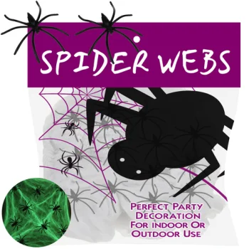 Ruhhy 26214 Glow-in-the-Dark Spider Web with 20 Spiders