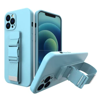 „Rope Case“ silikoninis dėklas su dirželiu Samsung Galaxy A32 4G, mėlynas