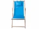 Folding Wooden Beach and Garden Sun Lounger with Cushion, Blue
