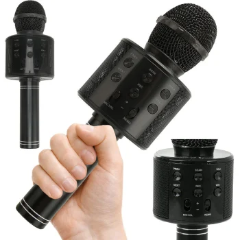 Belaidis „Bluetooth“ karaoke mikrofonas su garsiakalbiu, juodas