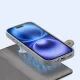 Dux Ducis Lawa odinis dėklas iPhone 16 su nusegama pinigine, pilkas