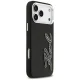 Karl Lagerfeld FW Grained Signature Logo dėklas iPhone 17 Pro Max telefonui, juodas