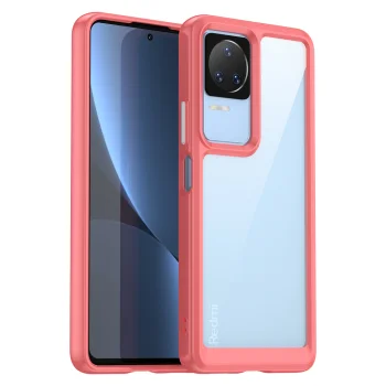 Hibridinis dėklas Xiaomi Poco F4 5G Outer Space Case su TPU rėmeliu, raudonas